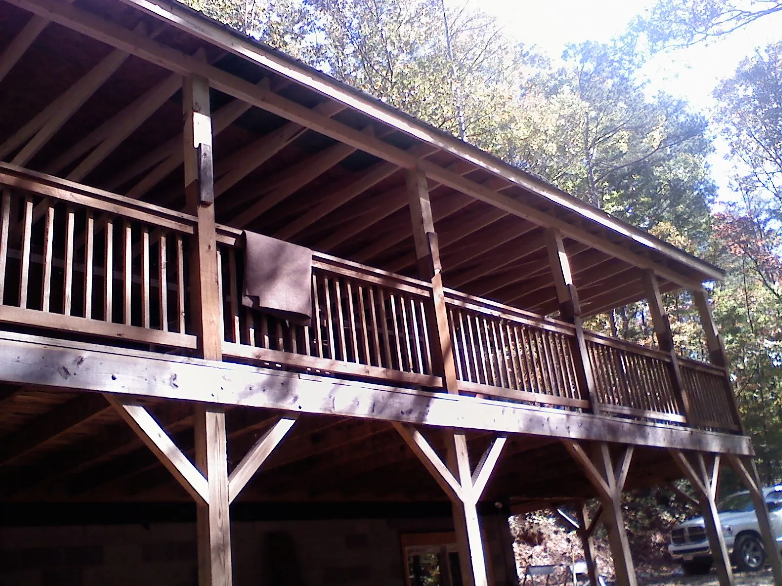 Timber framing under a new elevated porch and deck — Roof Leak Repair in Cynthiana by Roofing Brothers